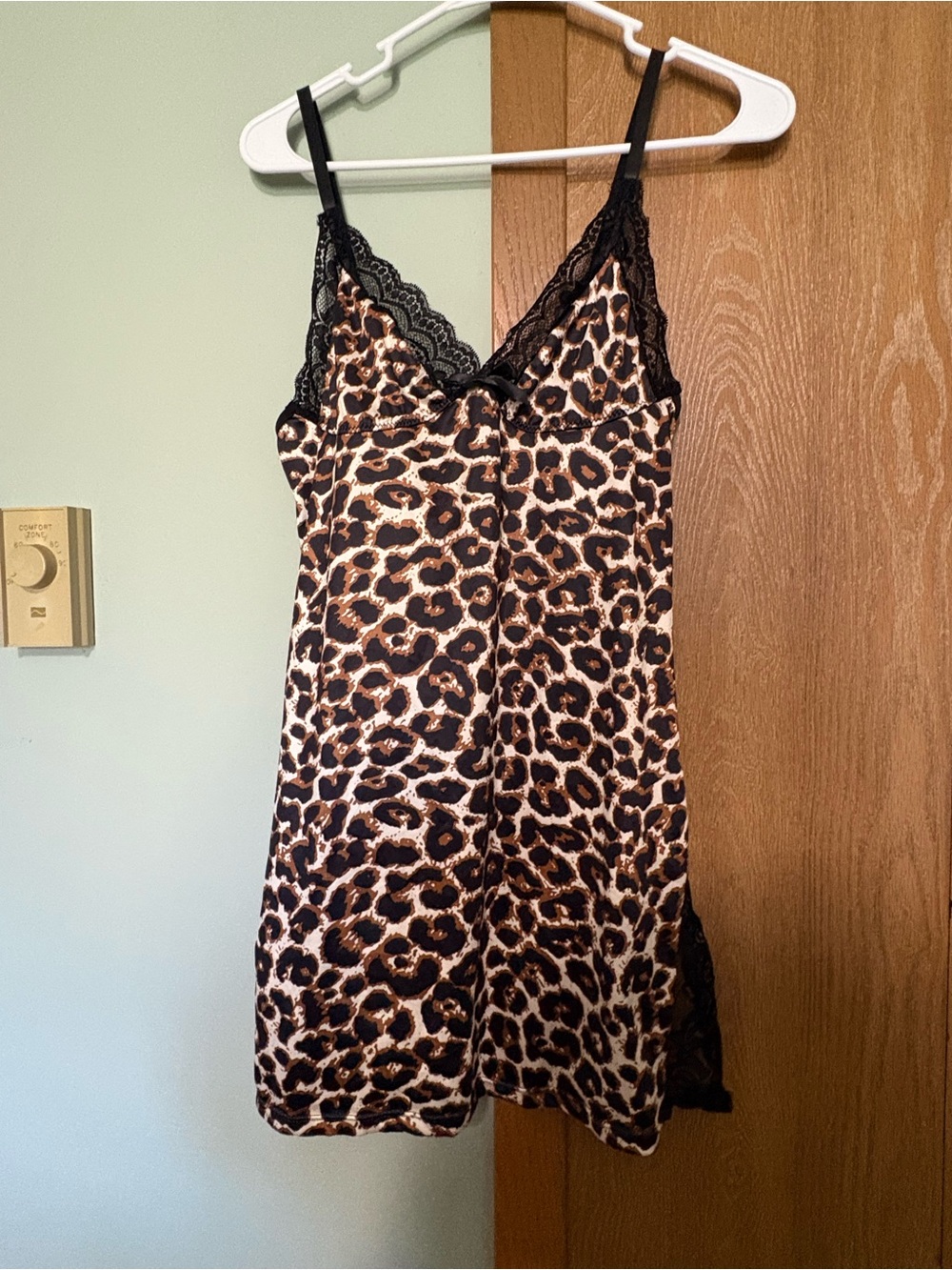 Leopard Print Lace-Trim Chemise Slip - Black & Brown